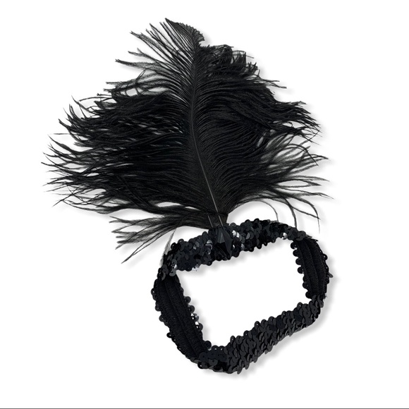 Accessories Sequined Headband With Large Feather Poshmark